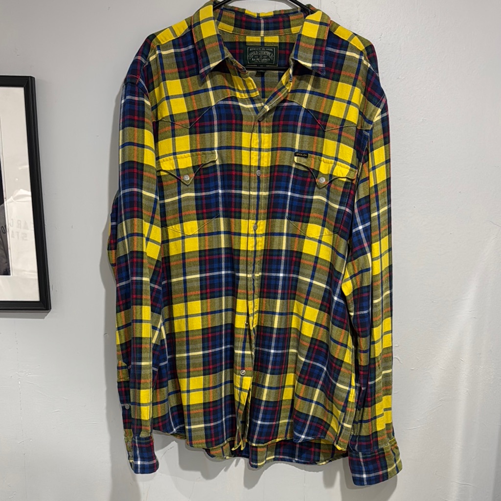 Polo Ralph Lauren Yellow And Blue Plaid Button-Up Shirt